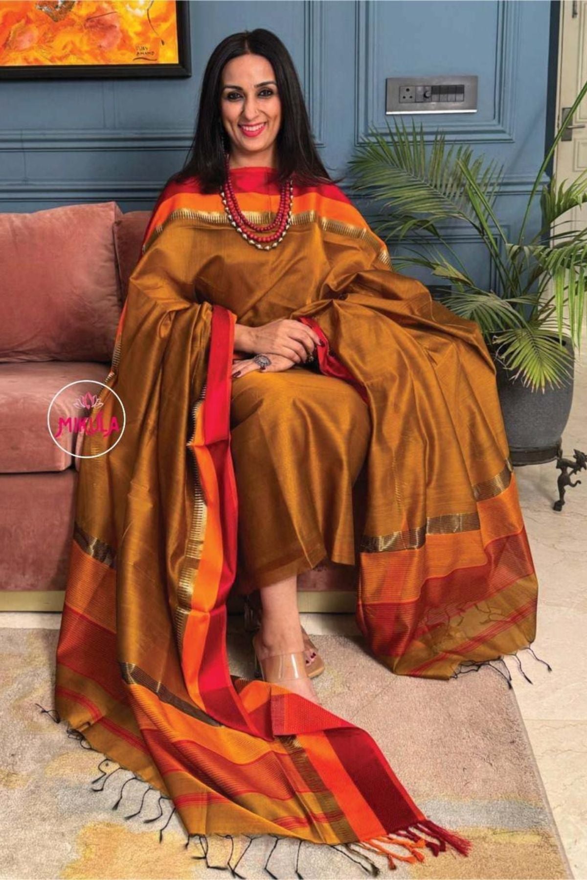 Maheshwari silk by cotton kurta dupatta set